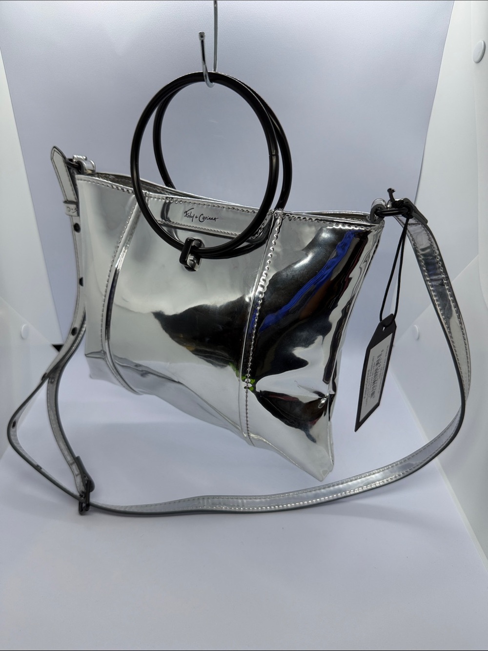 Foley + Corinna Metallic Silver Ring-Handle Crossbody